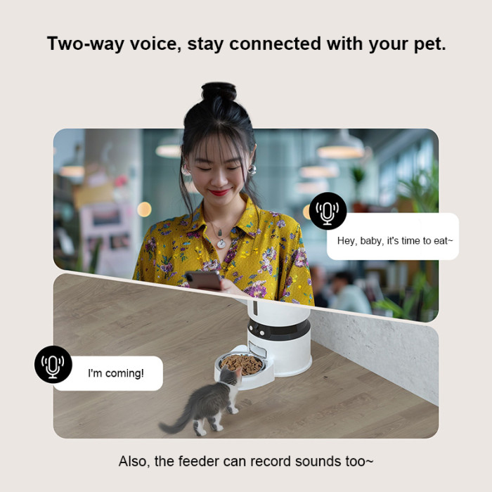 Hot-selling 5G WiFi application automatic cat feeder with camera, smart cat food dispenser with preservation timer, pet feeder OEM