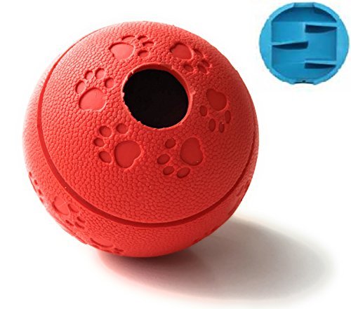 Interactive Treat Dispensing Toy Ball Puzzle for Dogs, Puppies - Intelligence and IQ Training to Reduce Separation Anxiety and Keep Pet Active While Away Red