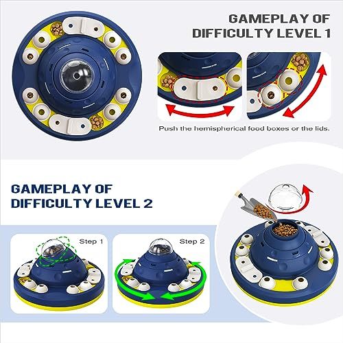 KADTC Dog Wobble Puzzle Toy Puppy Cognitive Toys Advanced Level 2 in 1 Adjustable Food Channel Design Mental Brain Stimulation Game Slow Puzzles Feeder Enrichment for Smart Small/Medium/Large Dogs