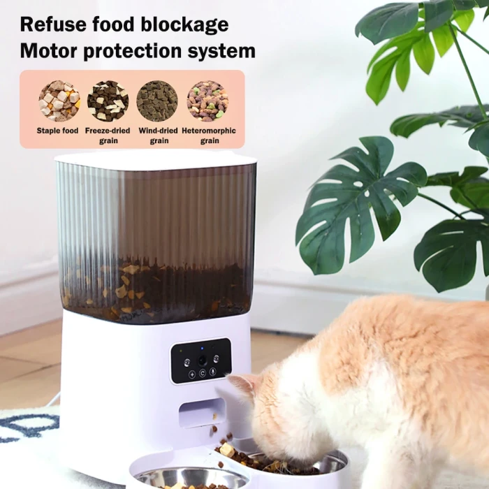 5L automatic feeder cat WiFi with camera high-definition intelligent interactive pet food dispenser timer stainless steel