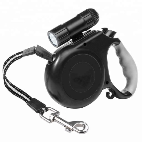 Factory high-quality retractable and detachable flashlight light-emitting diode dog leather strap dog leather strap flashlight dog supplies