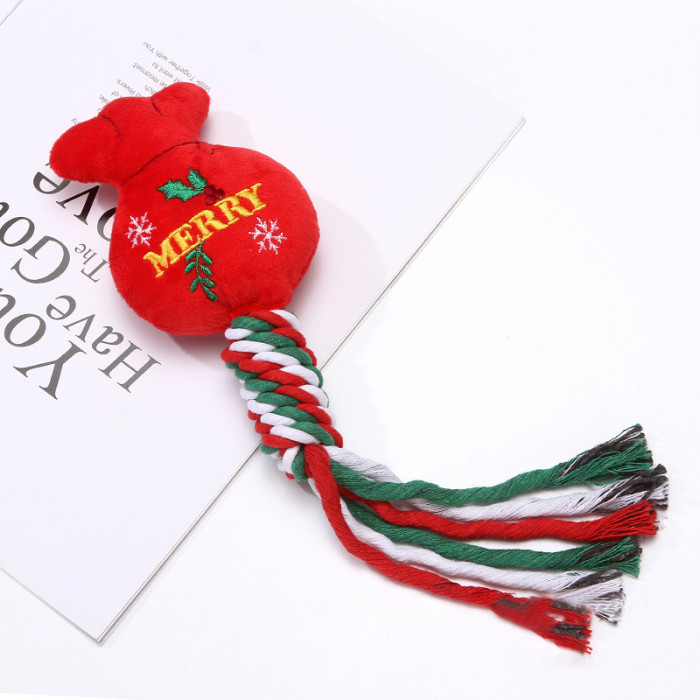 Christmas gifts: plush pet chewing toys, teeth cleaning, molar bite training, interactive, unbreakable dog toys, cute cat play toys