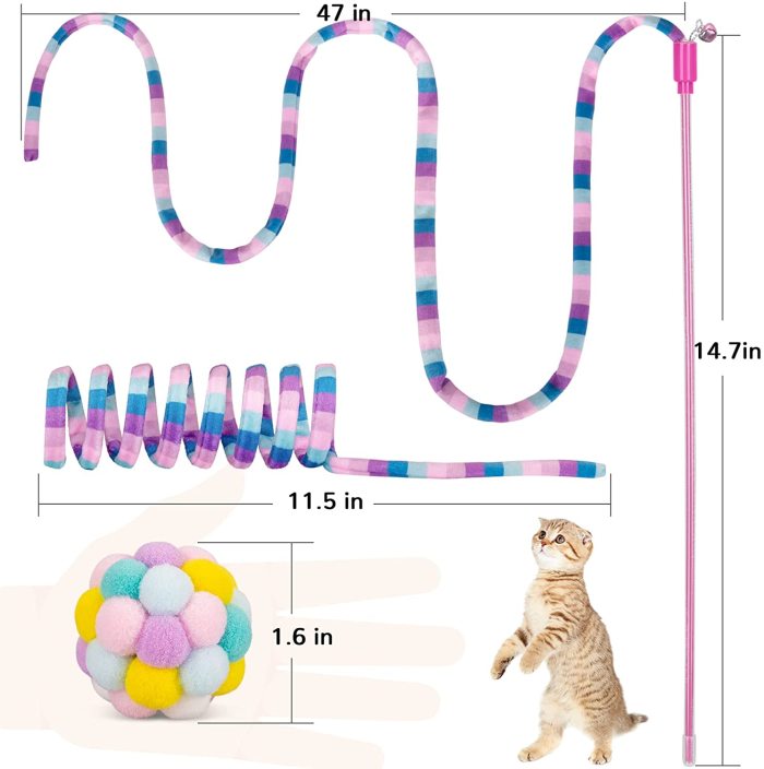 Cat toys, toy cat fuzzy balls with bells and cat springs, indoor cat and kitten interactive cat toys