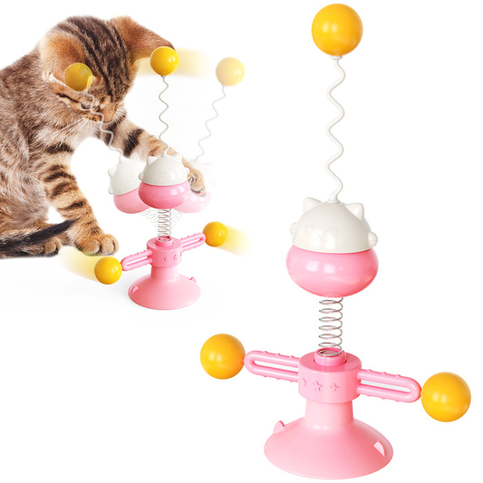 New best-selling online cat toys from pet supplies factory wholesale company, spring cat turntable balls and funny cat sticks