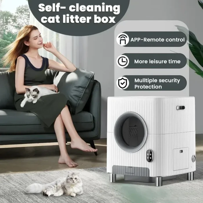 The 2025 new automatic cat litter box is detachable and has a 68L smart self-cleaning App to control the cat toilet