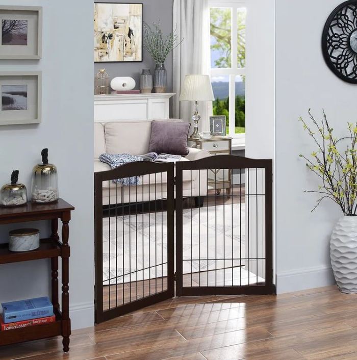 Customized floral design brown metal pet door security door border covering puppies and other pets family garden interior 2023