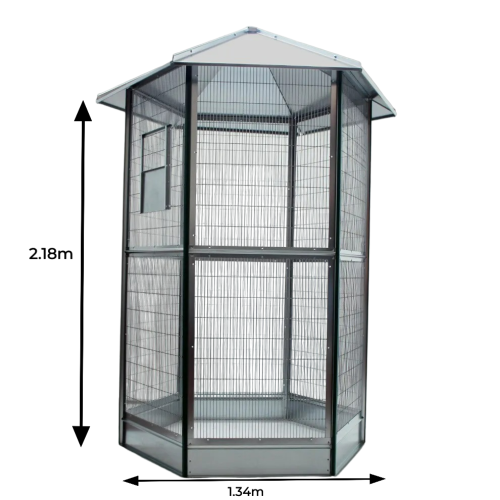 Gycpet galvanized hexagonal aviary, easy to assemble with large grid doors for homes and parks/gardens