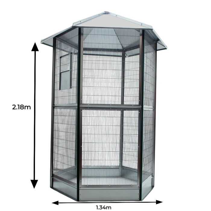 Gycpet galvanized hexagonal aviary, easy to assemble with large grid doors for homes and parks/gardens