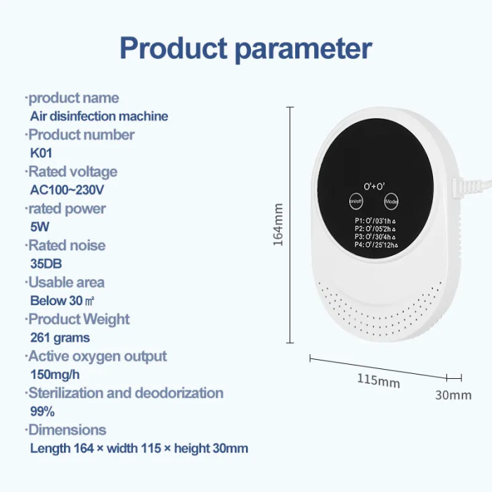 Air ozone generator, smart air purifier for pet houses, deodorizing agent, cat litter room, cat products with touch screen0