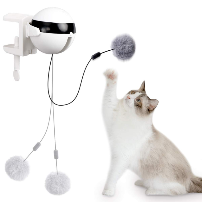 Upgraded automatic cat toy, new electric interactive pet toy with a ball, funny plastic silicone material, cat playing sports and dog