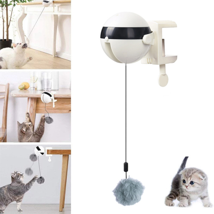 Upgraded automatic cat toy, new electric interactive pet toy with a ball, funny plastic silicone material, cat playing sports and dog