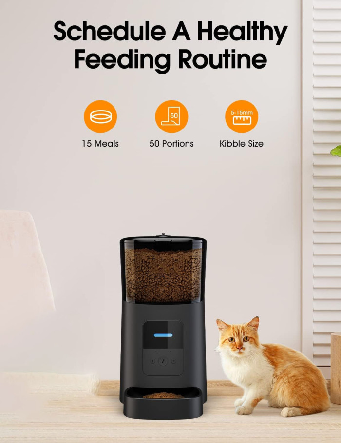 Pet supplies: 6L automatic cat feeder, WiFi automatic dog feeder, cat food dispenser, with low food sensor and tape recorder