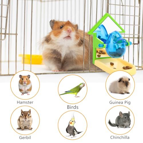 2PCS Rat Foraging Toy, Hamster Rat Enrichment Toys,Parakeet Slow Feeder for Cage with Mirror,Intelligence Growth Cage Toys,Puzzle Treat Dispensing for Parrot Conure Cockatiel