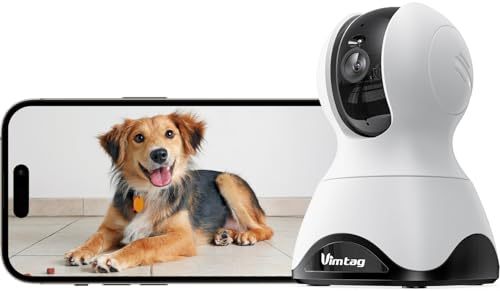 VIMTAG 2.5K Pet Camera - Baby Monitor with 5G/2.4G WiFi, Security Camera Indoor with Phone App for Home/Dog/Cat, 360° View, Night Vision, Motion Tracking & Alerts, Works with Alexa, Cloud/SD Storage
