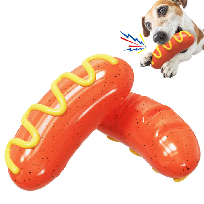 2024 Smart interactive pet products: Squeaky dog chewing gum teething Stick, chewy hot dog toy