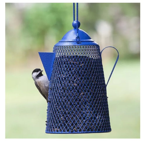 Wholesale and sale of bird feeders, metal two-color shelves with silver-plated hanging decoration, handmade bird feeders for home gardens
