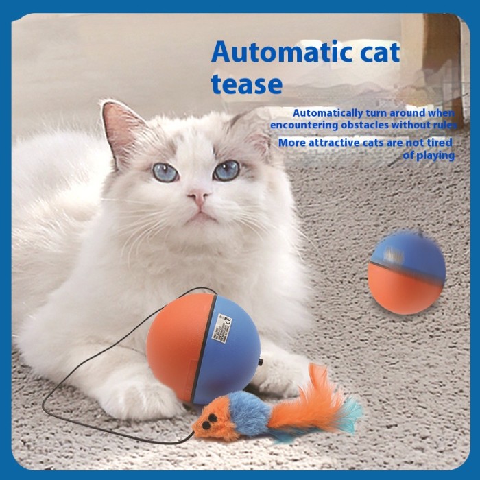 Automatic cat toy ball, smart electric roller ball, pet products, cat self-entertainment, chewable and durable