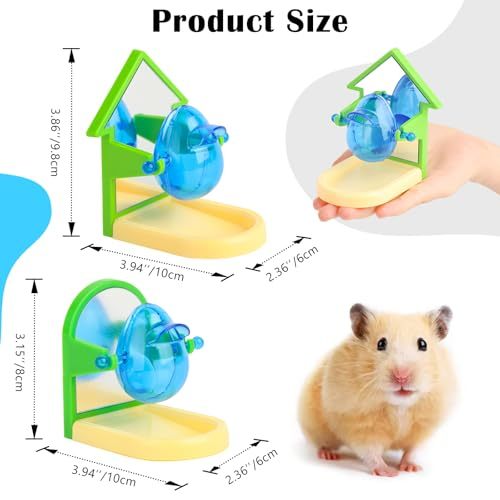 2PCS Rat Foraging Toy, Hamster Rat Enrichment Toys,Parakeet Slow Feeder for Cage with Mirror,Intelligence Growth Cage Toys,Puzzle Treat Dispensing for Parrot Conure Cockatiel