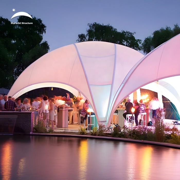 6m Outdoor Quick-Setup Waterproof Sustainable Pvdf Heavy-Duty Steel Frame Glamping Crossover Dome Marquee Tent for Event