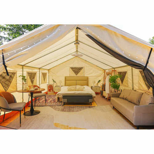 Outdoor Adventures Wall Tent with Galvanized Steel Rod Structure Canvas Fabric for Camping