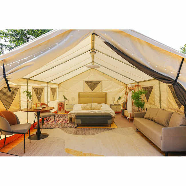 Outdoor Adventures Wall Tent with Galvanized Steel Rod Structure Canvas Fabric for Camping