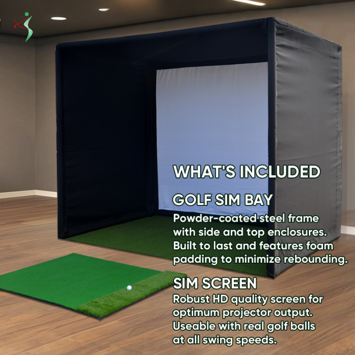 Home Golf Simulator Tent with HD Impact Screen Hard Steel Frame Custom Size Logo Golf Simulator Enclosure