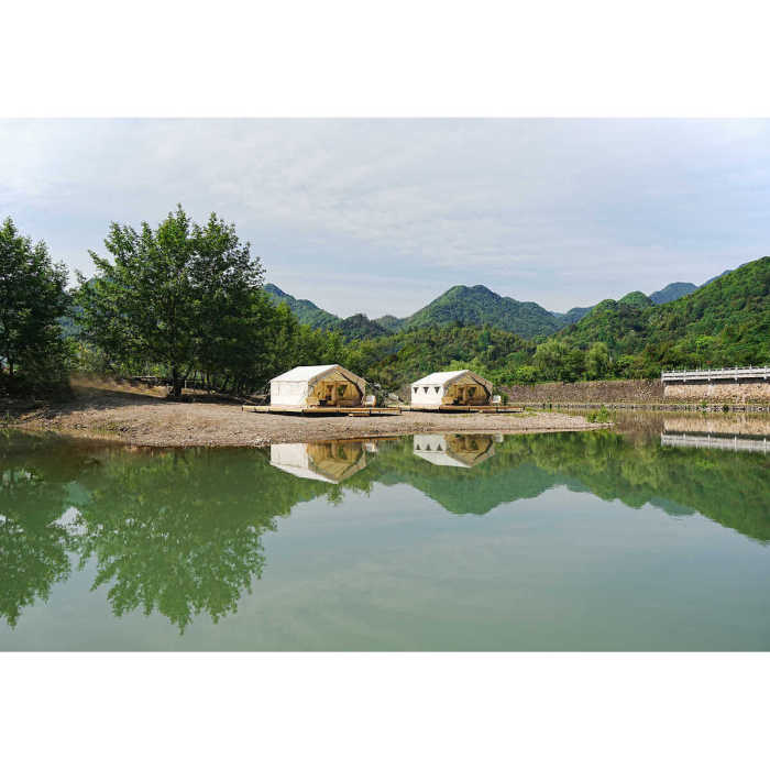 Outdoor Adventures Wall Tent with Galvanized Steel Rod Structure Canvas Fabric for Camping