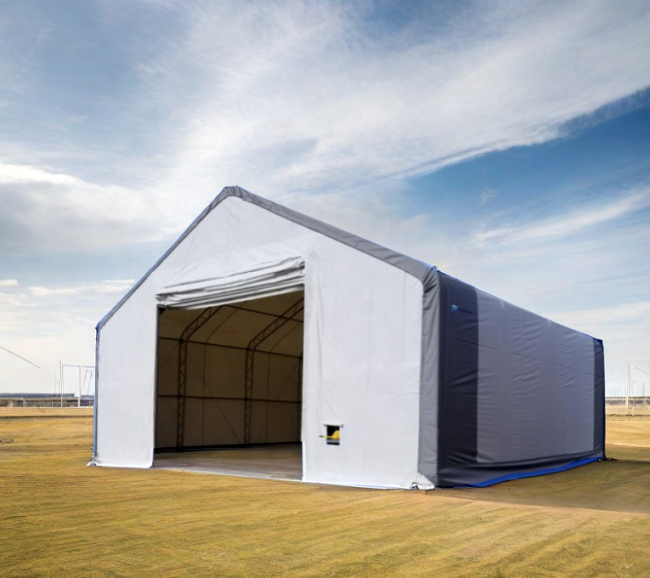 Portable Steel Double Truss Fabric Warehouse Tent , Prefabricated Storage Shelter