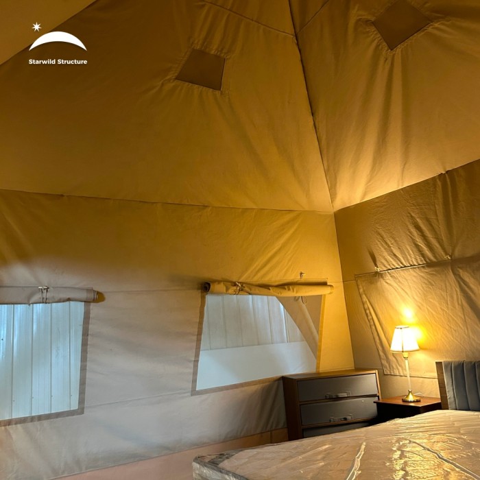 6m Outdoor Quick-Setup Waterproof Sustainable Pvdf Heavy-Duty Steel Frame Glamping Crossover Dome Marquee Tent for Event