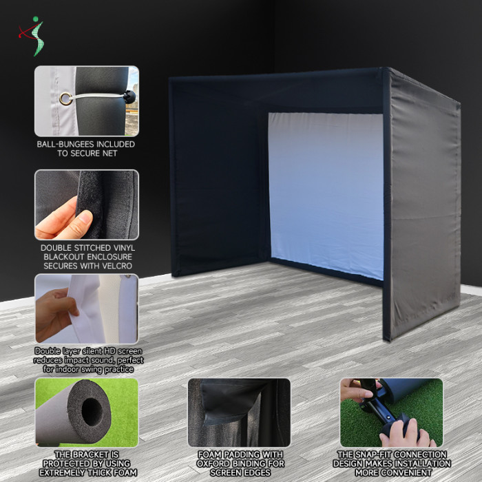 Home Golf Simulator Tent with HD Impact Screen Hard Steel Frame Custom Size Logo Golf Simulator Enclosure