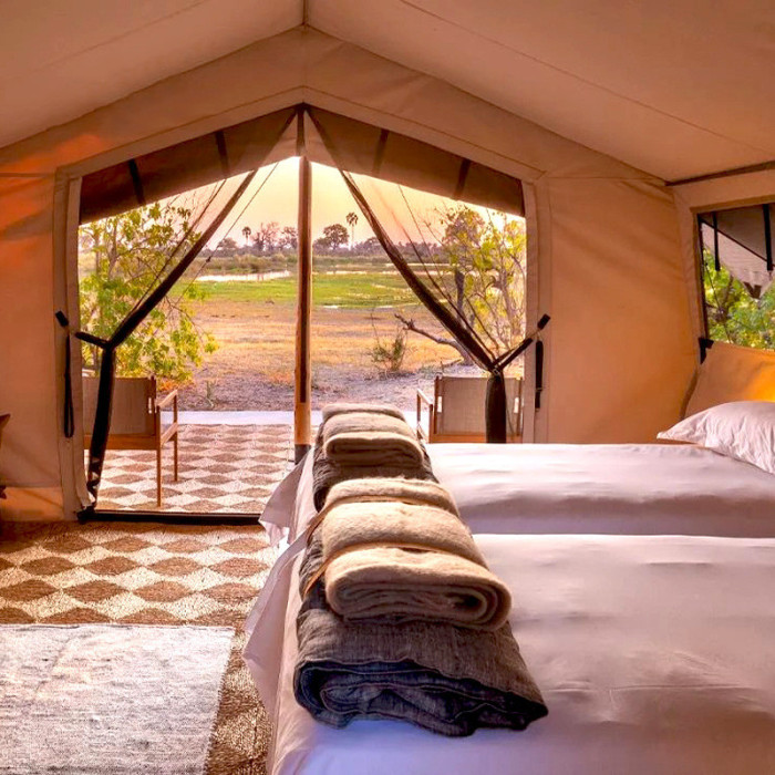 Outdoor Camping Villa House Steel Pod Safari Luxury Hotel Glamping African Tent With Air Condition