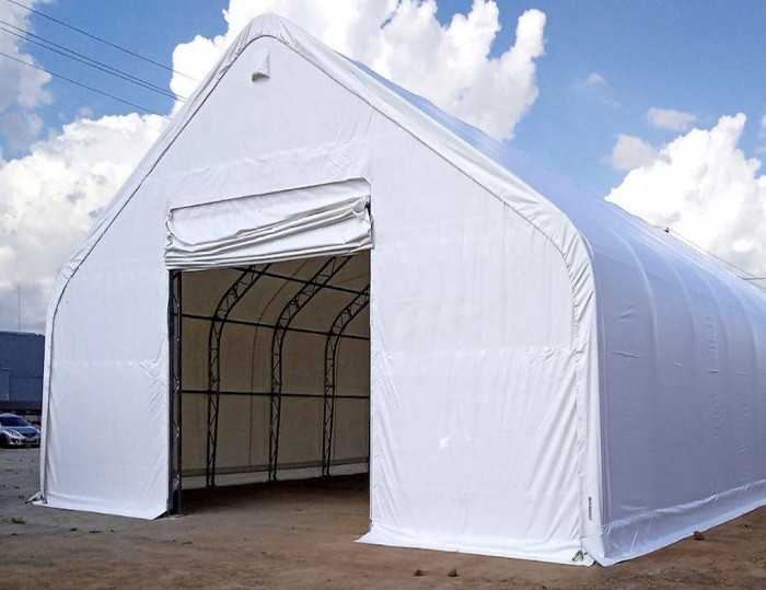 Portable Steel Double Truss Fabric Warehouse Tent , Prefabricated Storage Shelter