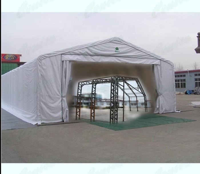 Portable Steel Double Truss Fabric Warehouse Tent , Prefabricated Storage Shelter