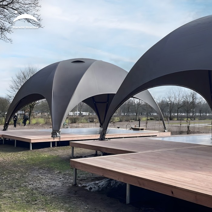 6m Outdoor Quick-Setup Waterproof Sustainable Pvdf Heavy-Duty Steel Frame Glamping Crossover Dome Marquee Tent for Event