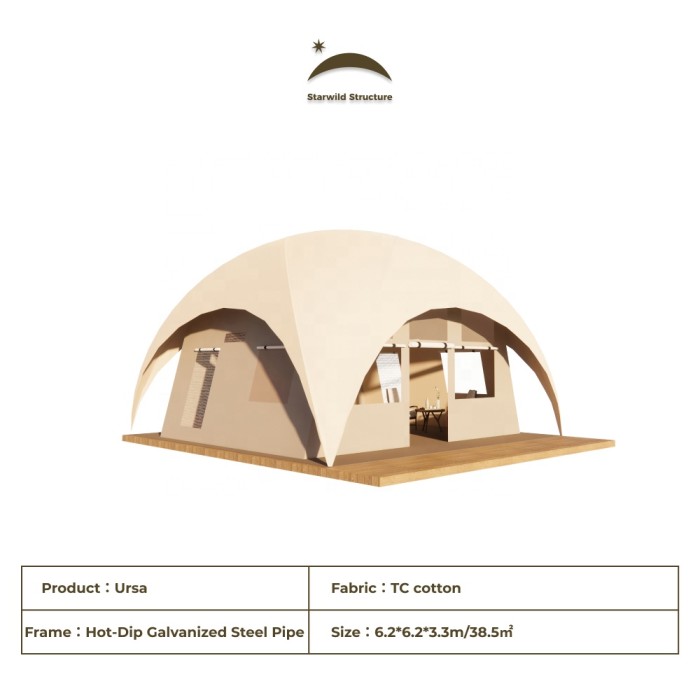 6m Outdoor Quick-Setup Waterproof Sustainable Pvdf Heavy-Duty Steel Frame Glamping Crossover Dome Marquee Tent for Event