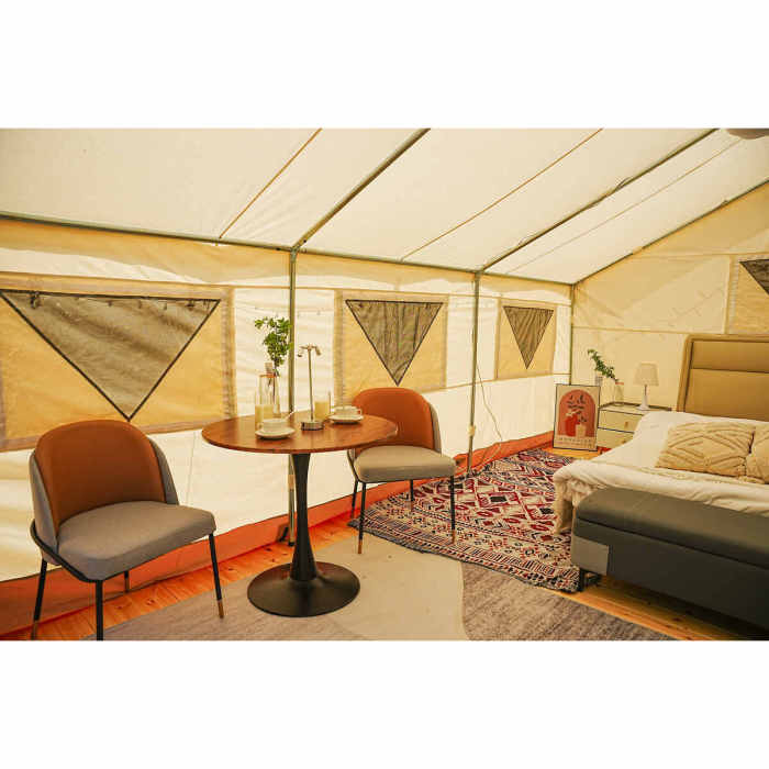 Outdoor Adventures Wall Tent with Galvanized Steel Rod Structure Canvas Fabric for Camping