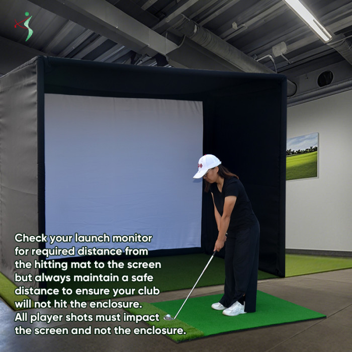 Home Golf Simulator Tent with HD Impact Screen Hard Steel Frame Custom Size Logo Golf Simulator Enclosure