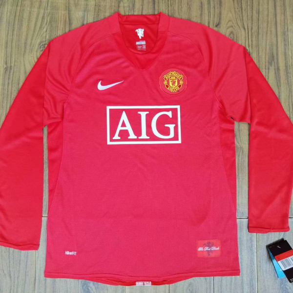 2007-2008 Man Utd Home long sleeve Retro soccer jersey (长袖)