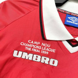 1999-2000 Man Utd Final Long Sleeve Retro Soccer Jersey (长袖)(带决赛字)