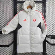23-24 Internacional White Hooded Cotton Coat Red Edge (红色边) 棉衣