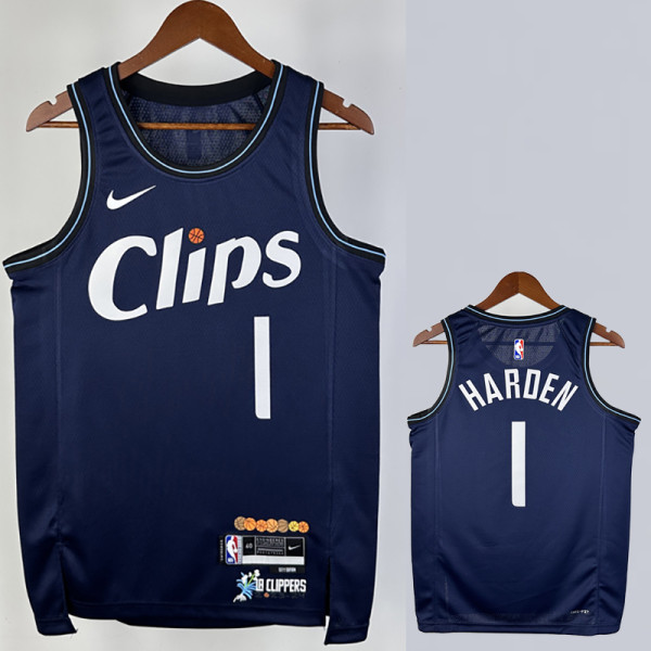 23-24 Clippers HARDEN #1 Dark blue City Edition Top Quality Hot Pressing NBA Jersey