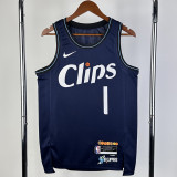 23-24 Clippers HARDEN #1 Dark blue City Edition Top Quality Hot Pressing NBA Jersey