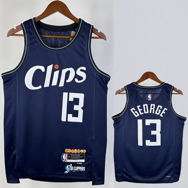 23-24 Clippers GEORGE #23 Dark blue City Edition Top Quality Hot Pressing NBA Jersey