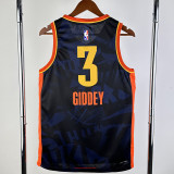 23-24 OKC Thunder GIDDEY #3 Dark Blue City Edition Top Quality Hot Pressing NBA Jersey
