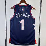 23-24 76ERS HARDEN #1 Dark Blue City Edition Top Quality Hot Pressing NBA Jersey
