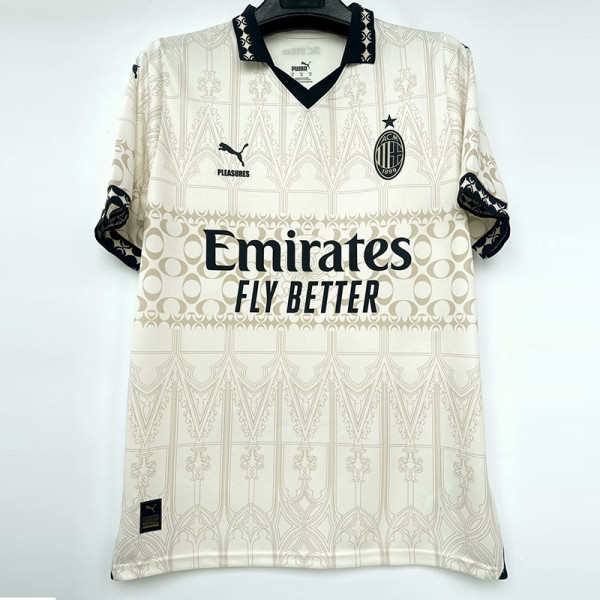 23-24 ACM Cream Color Joint Edition Fans Soccer Jersey