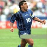 1994 Argentina Away Retro Soccer Jersey (右袖断接钢印纹)