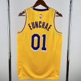 22-23 LAKERS EUNCHAE #01 Yellow Top Quality Hot Pressing NBA Jersey(圆领)