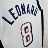 2024 Olympic Game USA  LEONARD # 8 White Basketball Jersey