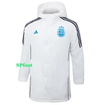 24-25 Argentina White Hooded Windbreaker Fabric Cotton Coat #G182(蓝标)
